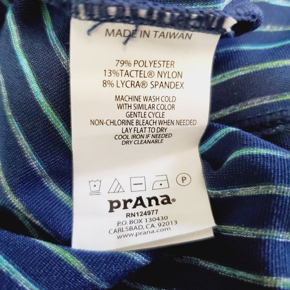 Prana Blue Striped Scramble Athletic High Neck Long Sleeve Dress Sz S - Picture 12 of 12